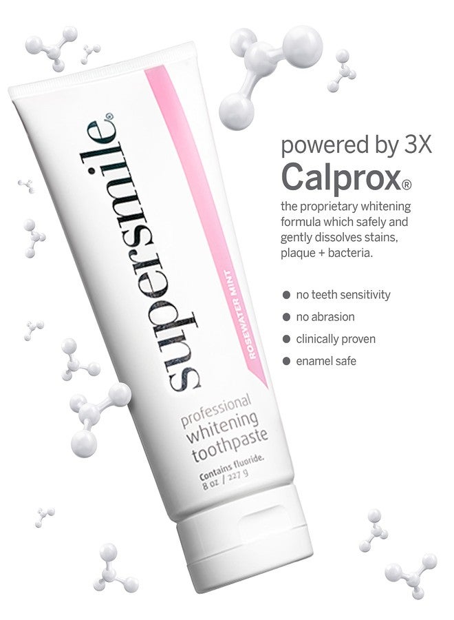 سوبر سمايل معجون أسنان سوبر سمايل برائحة ماء الورد والنعناع لتبييض الأسنان مع الفلورايد - تركيبة احترافية لأسنان أكثر بياضًا - يبيض حتى 6 درجات، 8 أونصة - Image 2